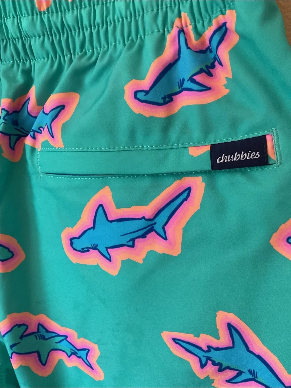 Men's Chubbies Shark-Print Swim Trunks - Drawstring Waist Size M